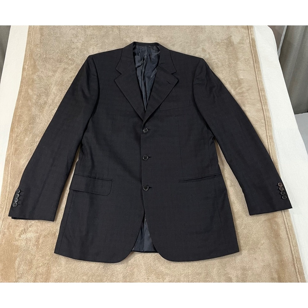 Brioni Palatino Blazer Men's 52 R Black Super 140s Wool 3 Button Sport Coat Flaw